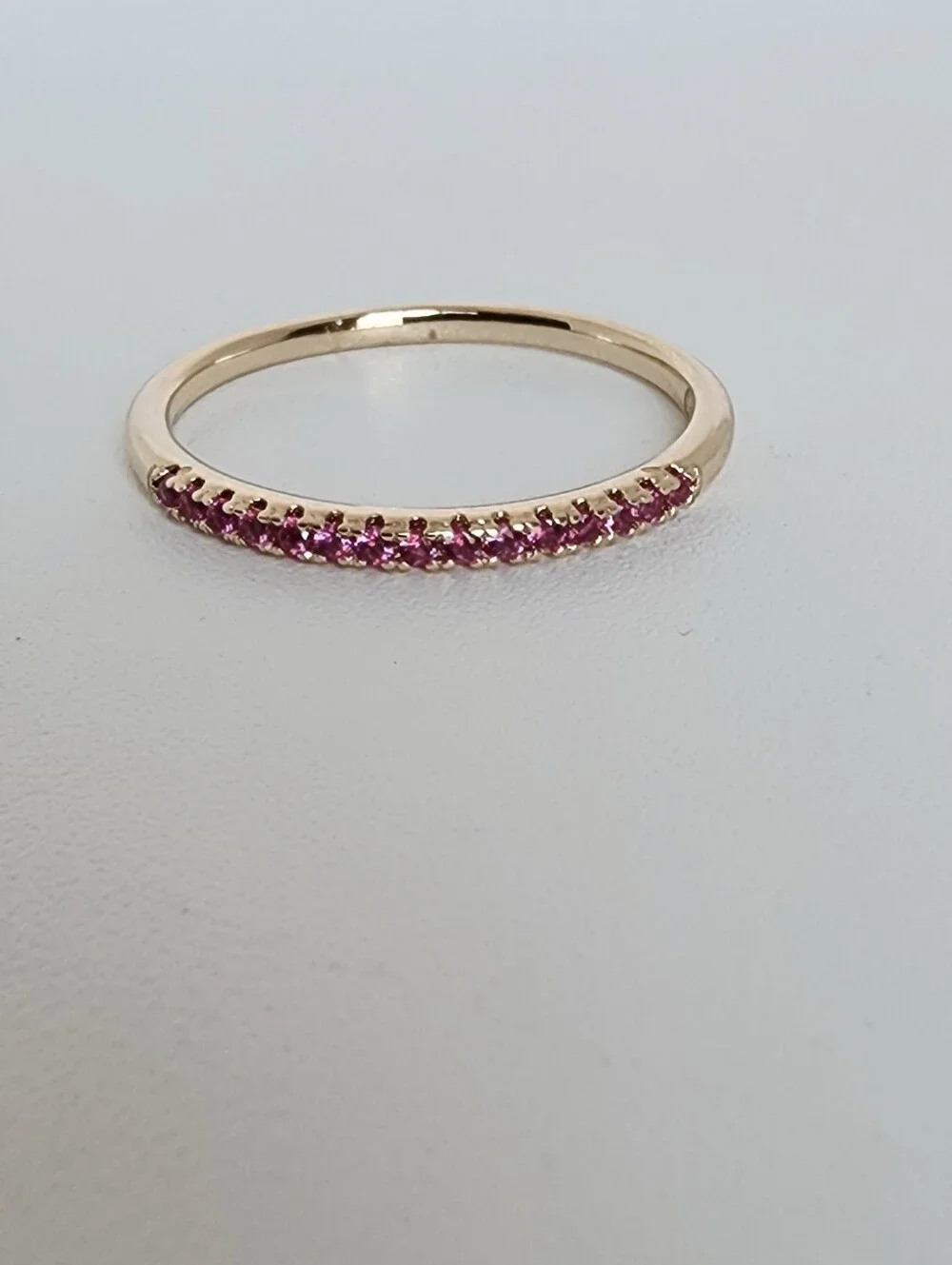 Pink Violet CZ Gold Plated Stacking Ring Dainty Band Size 7
